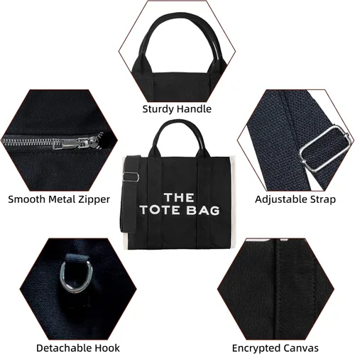 Miniatura 3 de The Tote Bag for Women, CanvasLeather Tote Purse Crossbody Bags with Zipper Sturdy HandBag for School, Travel