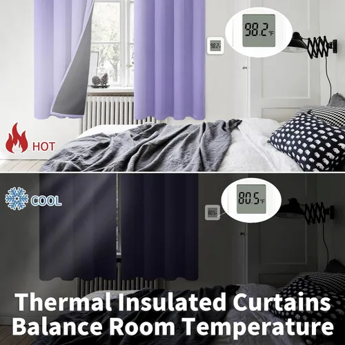 Miniatura 4 de BGment Cortinas 100 % opacas con aislamiento térmico para dormitorio con forro negro, doble capa, oscurecimiento de toda la habitación, cortina