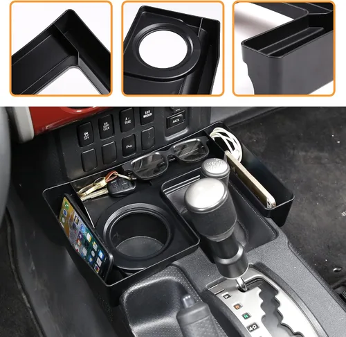 Miniatura 6 de Caja de almacenamiento en forma de U para transmisión de auto ABS Compatible con Toyota FJ Cruiser 2007-2021, bandeja de almacenamiento