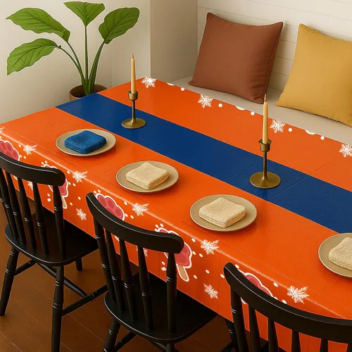 Miniatura 4 de 4 manteles de decoración de fiesta de cumpleaños 2 en 1 con estampado de patas, 54 x 108 pulgadas, mantel de pata de pata, mantel rectangular