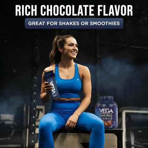 Miniatura 5 de Vega Sport proteína vegana en polvo + recuperación - 30 g de proteína a base de plantas por porción, chocolate, 45 porciones, 5 g de BCAA