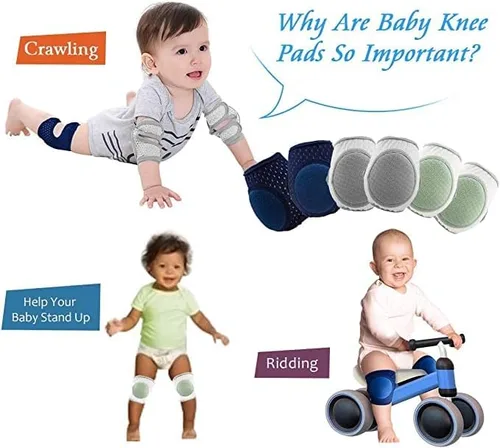 Miniatura 6 de CB Rodilleras de bebé para gatear, rodilleras para gatear para bebés, ajustables, antideslizantes, transpirables para gatear niños pequeños (3 pares)