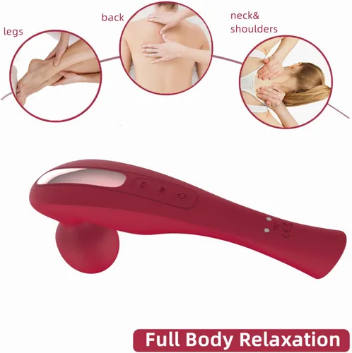 Miniatura 4 de Masajeador eléctrico de mano inalámbrico de hombro y cuello, herramienta de masaje portátil de tejido profundo de cuerpo completo, masajeador de Rojo