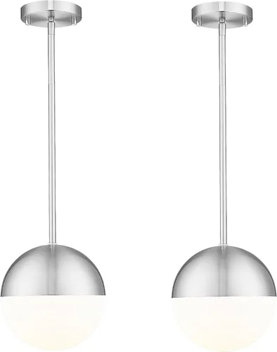Miniatura 12 de LMS Luces colgantes negras de 8 pulgadas para isla de cocina, lámpara colgante moderna de globo con vidrio esmerilado, lámpara colgante Negro