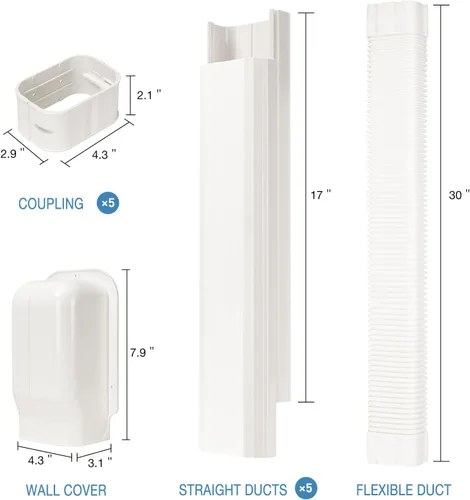 Miniatura 2 de Kit de cubierta de línea de 4 pulgadas de ancho y 9 pies de largo para mini aire acondicionado dividido, cubierta de línea delgada de PVC decorativo