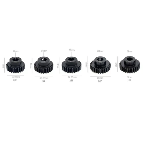 Miniatura 2 de KingVal Repuesto de 5 piezas M1 0.315 in 23T 24T 25T 26T 27T piñón de acero engranaje compatible con 1/5 RC coche cepillado sin escobillas motor