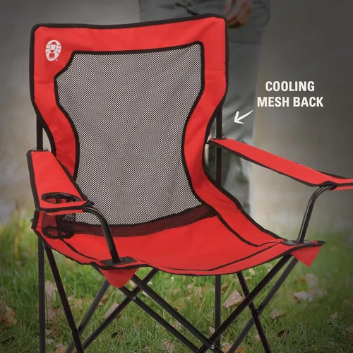 Miniatura 5 de Coleman Silla de Camping Quad de Malla Broadband con Bolsa de Transporte y Portavasos, Respaldo de Malla Refrescante con Brazos Ajustables, Ideal