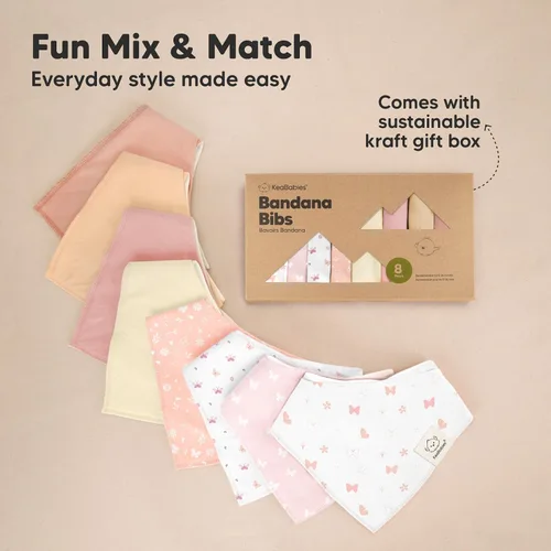 Miniatura 9 de KeaBabies 8 unidades de baberos orgánicos tipo bandana para niñas - Baberos tipo triángulo súper absorbentes para bebés que babean y están