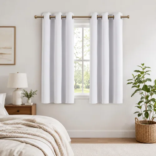 Miniatura 19 de Aquazolax Cortinas opacas de 45 pulgadas de largo, juego de 2 paneles para guardería, cortinas de tratamiento de ventanas con aislamiento térmico