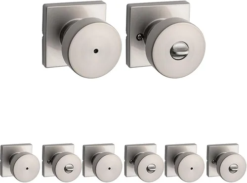 Miniatura 34 de Kwikset Pismo Manija de privacidad para puerta, para interiores, con cerradura, sin llave, con protección Microban, para baño y dormitorio, negro