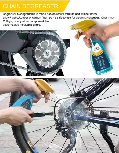 Miniatura 3 de Juego de lubricante y limpiador de aceite para cadena de bicicleta con desengrasante de bicicleta, lubricante húmedo, limpiador de cadena
