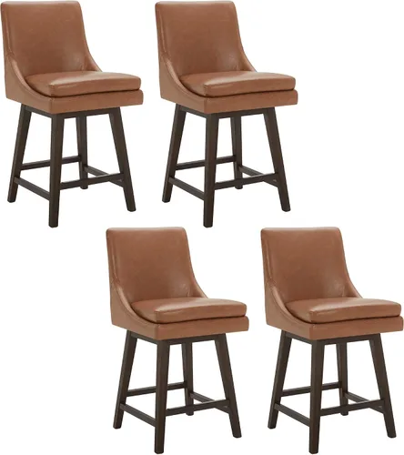 Miniatura 11 de CHITA Taburete de bar giratorio de altura de mostrador, taburete de bar tapizado, altura del asiento de 26.8 pulgadas de alto, tela en niebla