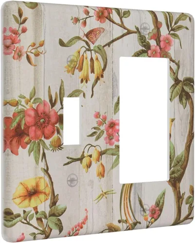 Miniatura 17 de Cubierta de Interruptor de Luz de 1 Gang con Escena de Flores de Grecia Mediterránea, Dispositivo Individual Basculante/GFCI, Placa Decorativa