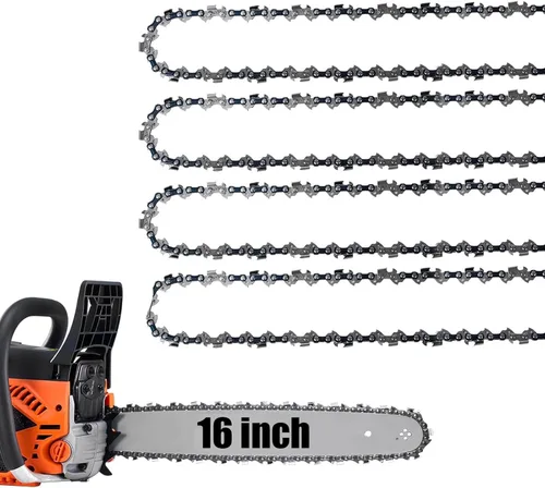 Paquete de 4 cadenas de repuesto de motosierra de 16 pulgadas, paso LP de 3/8 pulgadas, calibre de 0.050 pulgadas, 56 eslabones de transmisión S56,