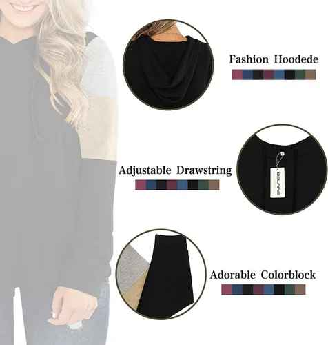 Miniatura 5 de DOLNINE Sudaderas con capucha de talla grande para mujer, sudaderas de manga larga con bloques