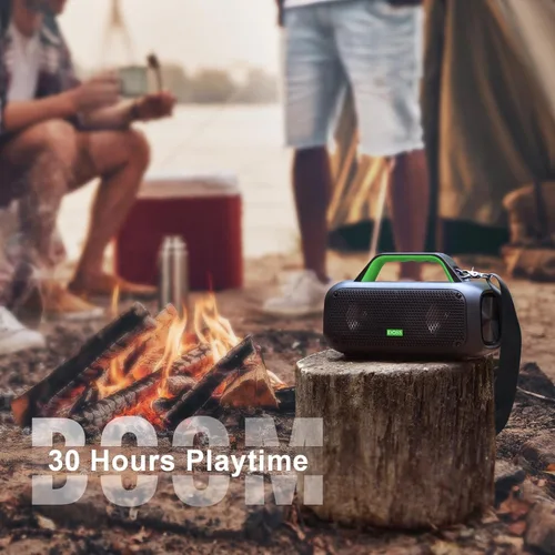 Miniatura 5 de DOSS Extreme Boom - Altavoz Bluetooth para exteriores con sonido potente de 60 W, graves profundos, tiempo de reproducción de 30 horas, USB-C, Verde