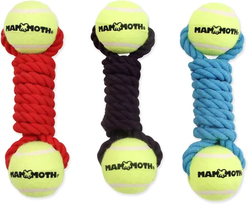 Miniatura 5 de Mammoth - Juguete de cuerda para masticar con pelotas de tenis, juguete interactivo de algodón y poliéster para perros, juguete interactivo