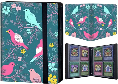 Miniatura 11 de Carpeta de tarjetas coleccionables de 4 bolsillos para 400 tarjetas, libro con banda elástica que se adapta a la mayoría de tarjetas de tamaño Flor