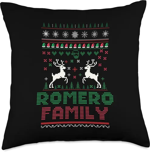 Miniatura 4 de Ugly Christmas shirt Romero Divertida almohada de Navidad fea a juego, con nombre de familia, 16 x 16 pulgadas, multicolor