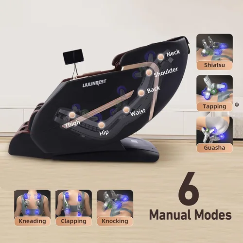 Miniatura 3 de Silla de masaje 4D 2026 de cuerpo completo, silla de masaje de gravedad cero con pista SL y calefacción, silla reclinable Shiatsu de masaje