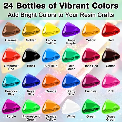 Miniatura 2 de SigWong Pigmento de color de resina epoxi – Juego de 24 colores de tinte epoxi líquido con 6 purpurina, altamente concentrado, pigmento de resina
