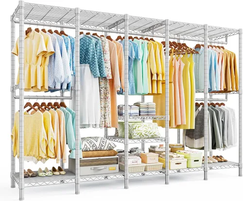 Miniatura 8 de Raybee Perchero de ropa resistente de 88.2 pulgadas de ancho, para colgar ropa, extra ancho, portátil, cargas de armario, 1200 libras, estante Negro