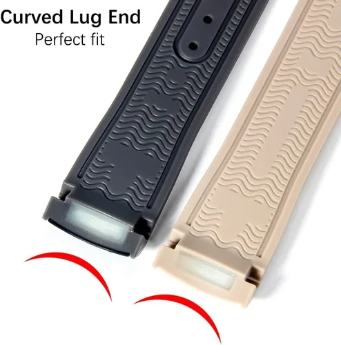 Miniatura 5 de Correa de goma de extremo curvado compatible con Omega X Swatch Moonswatch Speedmaster y más relojes de 0.78 pulgadas, correa de repuesto para reloj