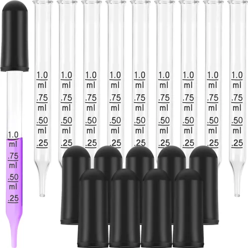 Miniatura 3 de TecUnite 20 cuentagotas de vidrio para ojos, 0.0 fl oz de goteros líquidos para aceites esenciales, pipeta calibrada de vidrio para medicina