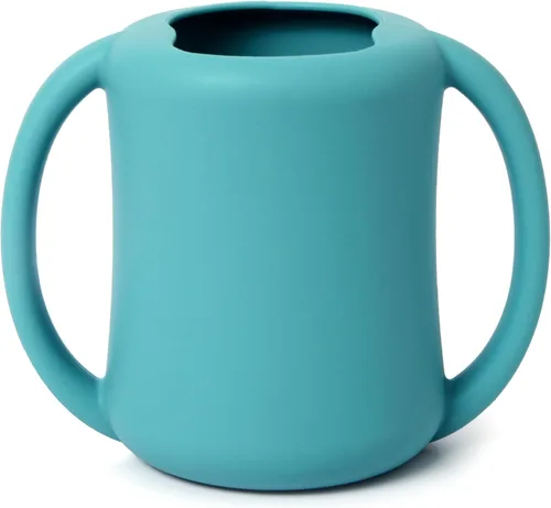 Miniatura 14 de PrimaStella Taza de entrenamiento de silicona para bebés y niños pequeños con asas (coral)