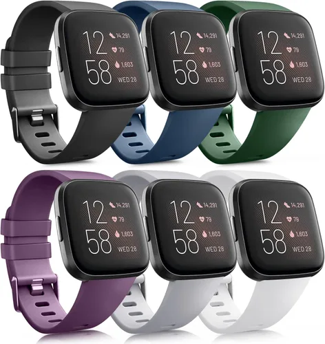 Miniatura 14 de Paquete de 6 correas deportivas compatibles con Fitbit Versa 2 / Fitbit Versa / Versa Lite / Versa SE, correas de repuesto clásicas de silicona