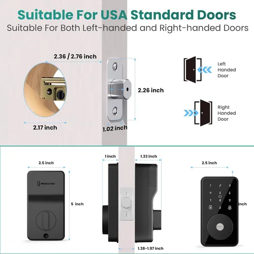 Miniatura 7 de Cerradura Inteligente, Cerradura de Puerta de Entrada sin Llave 4-en-1 para Puerta Delantera, Cerradura de Puerta Digital con Teclado, Cerradura