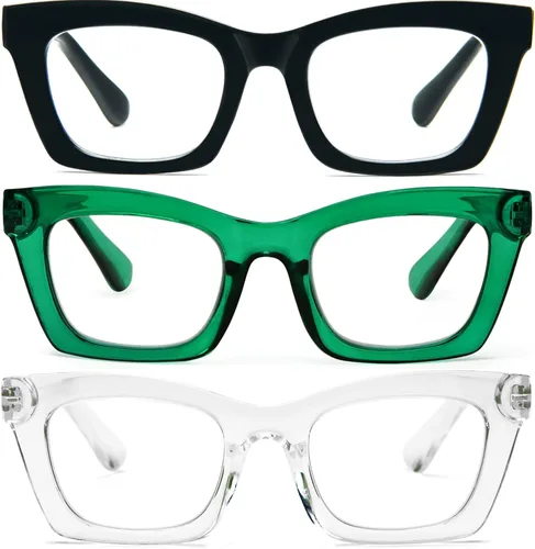 Miniatura 11 de REAVEE Oprah Style - Lentes de lectura para mujer, bloqueo de luz azul, elegantes y de gran tamaño, bisagra de resorte Negro