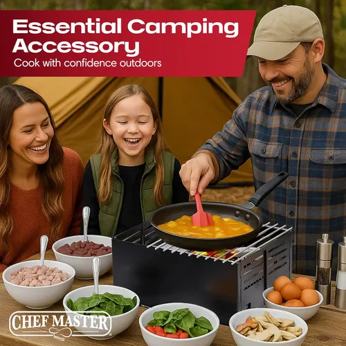 Miniatura 7 de Chef Master Cubierta para Estufa de Butano - Ajuste Universal para Cualquier Tamaño Estándar - Protector de Viento Plegable de Acero Negro Premium
