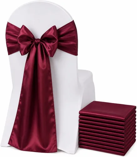 Fajas de satén para silla, elegantes de alta calidad, 6 x 108 pulgadas, perfectas para bodas, fiestas y eventos, (paquete de 10 unidades, color