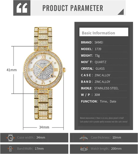 Miniatura 6 de SKMEI Reloj para mujer reloj de cuarzo analógico resistente al agua