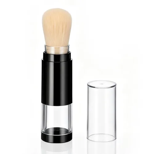 Beavorty Brocha de maquillaje retráctil Kabuki para base de polvo con botellas de polvo sueltas recargables, cepillo portátil para líquido facial