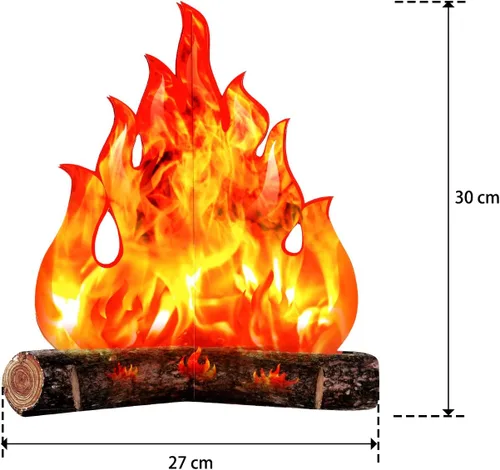 Miniatura 2 de Boao 2 juegos de fuego falso, llama falsa, decoración de campamento, pieza central de fogata de cartón 3D, llamas artificiales, decoración de fiesta