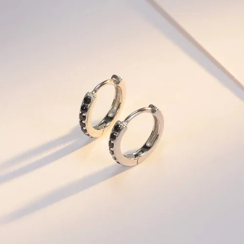 Miniatura 5 de SWEETV Aretes de aro de plata de ley 925 para mujeres y niñas, pequeños aretes de aro para cartílago