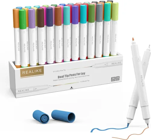 REALIKE Bolígrafos de doble punta compatibles con Cricut Joy/Xtra Accessories Tools Marcadores de doble punta, juego de 36 bolígrafos surtidos de 36
