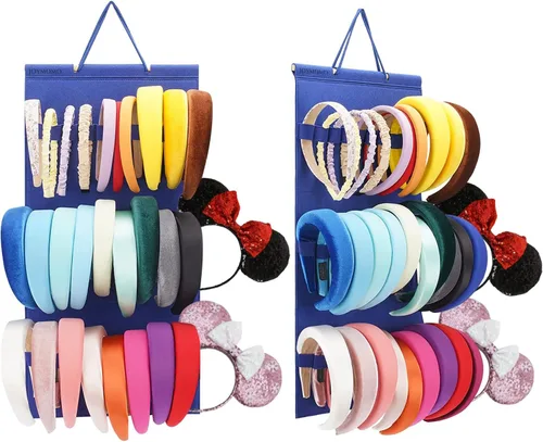 Miniatura 10 de Organizador colgante para diademas para niñas, organizador de diademas de fieltro, organizador de almacenamiento para diademas (sin diademas) (Negro)