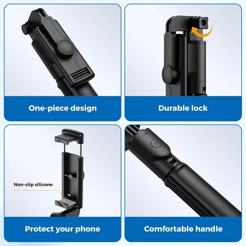 Miniatura 3 de Trípode para selfie, trípode retráctil para selfie stick con control remoto inalámbrico, para fotografía, transmisión en vivo, grabación de video