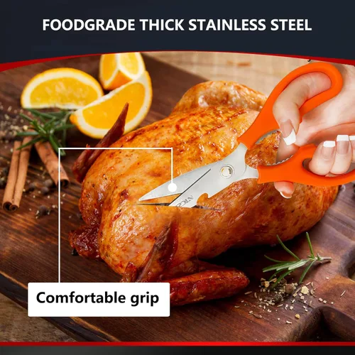 Miniatura 5 de Tijeras de cocina, multifunción, resistentes y aptas para lavavajillas, tijeras afiladas de acero inoxidable de grado alimenticio para alimentos