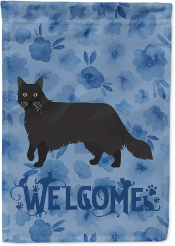 Miniatura 296 de Caroline's Treasures CK4813CHF - Bandera de bienvenida con gato abisinio azul, manga grande, para porche, para colgar en la pared, poliéster
