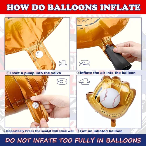 Miniatura 3 de Kit de Guirnalda de Arco de Globos de Béisbol, 166 Piezas Globos Azul Marino Rojo Nude y Confeti con Globos de Papel de Aluminio de Béisbol