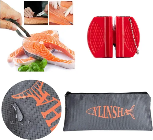 Miniatura 6 de Cuchillo de pesca, kit de limpieza de peces 7 piezas cuchillo de pescado, cepillo de limpieza de escamas de pescado, tijeras multifuncionales