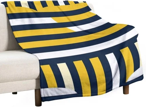 Miniatura 17 de Manta de rayas náuticas amarillas y azul marino, moderna, ultrasuave, manta de microfibra para sofá, cama para niños y adultos, 30 x 40 pulgadas