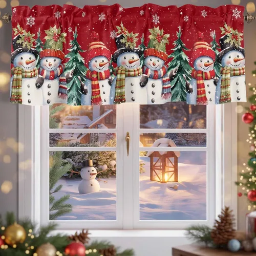 Miniatura 15 de Cortina de cenefas de granja para cocina, cafetería, moderna cenefa de ventana a cuadros rojos y blancos, cortinas cortas de 42 x 12 pulgadas