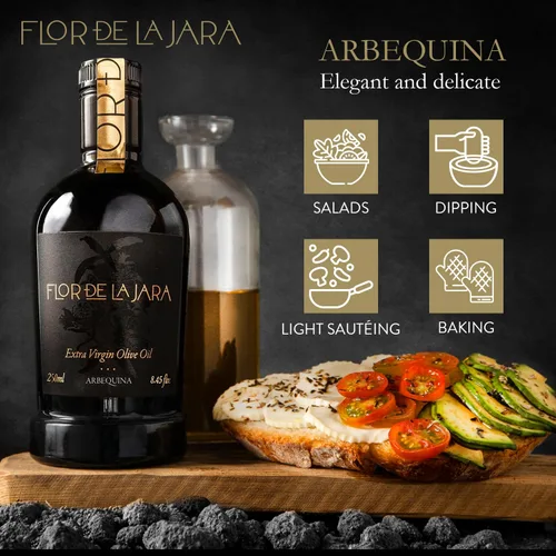 Miniatura 5 de FLOR DE LA JARA Aceite de Oliva Extra Virgen Premium de España, Prensado en Frío, Monovarietal Arbequina, Aceitunas Cosechadas a Mano, Finca