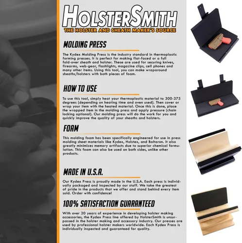 Miniatura 5 de HolsterSmith Kydex Metal Taco Press - Modelo de Banco - Fabricado en EE.UU. - (Prensa con Espuma Central Maxx) - (6 x 12 Pulgadas) - Prensa