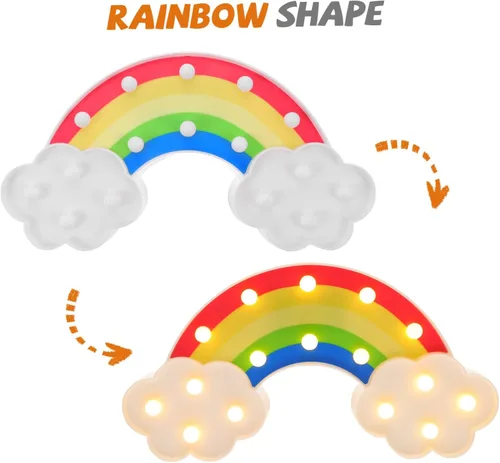 Miniatura 4 de Uonlytech Lámpara de modelado de arco iris, decoración de zorro, lámpara de escritorio decorativa, luz de neón arco iris, luz LED de escritorio